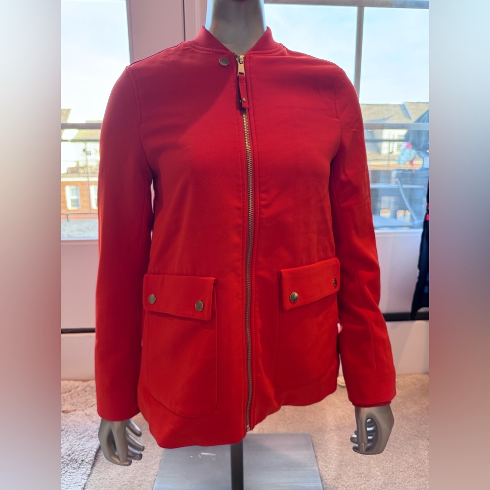 NWT H&M Jacket Womens Size 2 Orange Full Zip Long Sleeve Pockets Casual Basic
